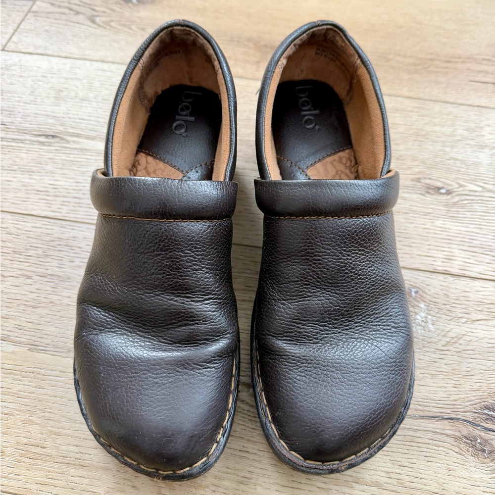 Bolo Brown Leather Slip-On clogs 9.5 - Picture 9 of 9